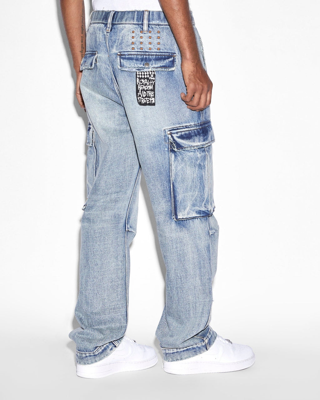 Mens Riot Cargo Pant Punk Blue Relaxed Pants - Denim