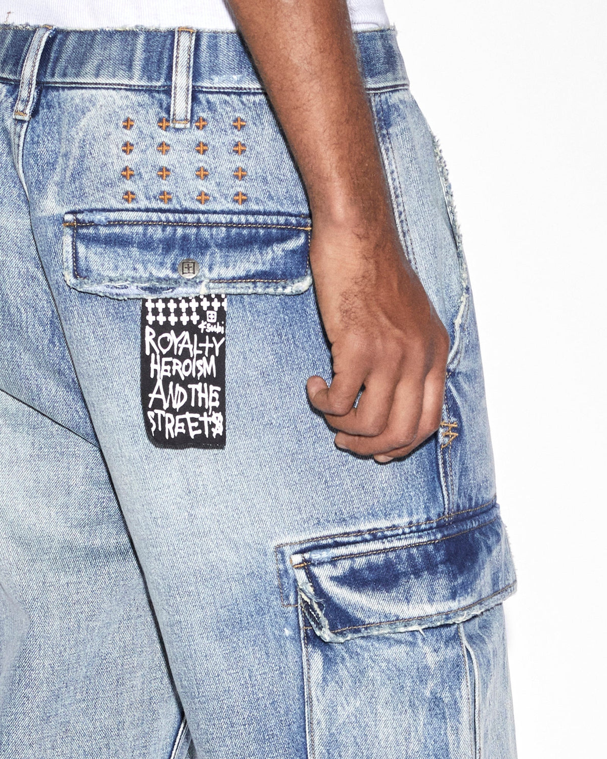 Mens Riot Cargo Pant Punk Blue Relaxed Pants - Denim
