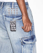 Mens Riot Cargo Pant Punk Blue Relaxed Pants - Denim