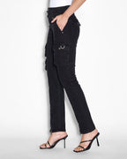 Womens Straight Up Stealth Cargo Slim Straight Denim Jeans - Black