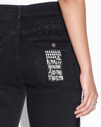 Womens Straight Up Stealth Cargo Slim Straight Denim Jeans - Black