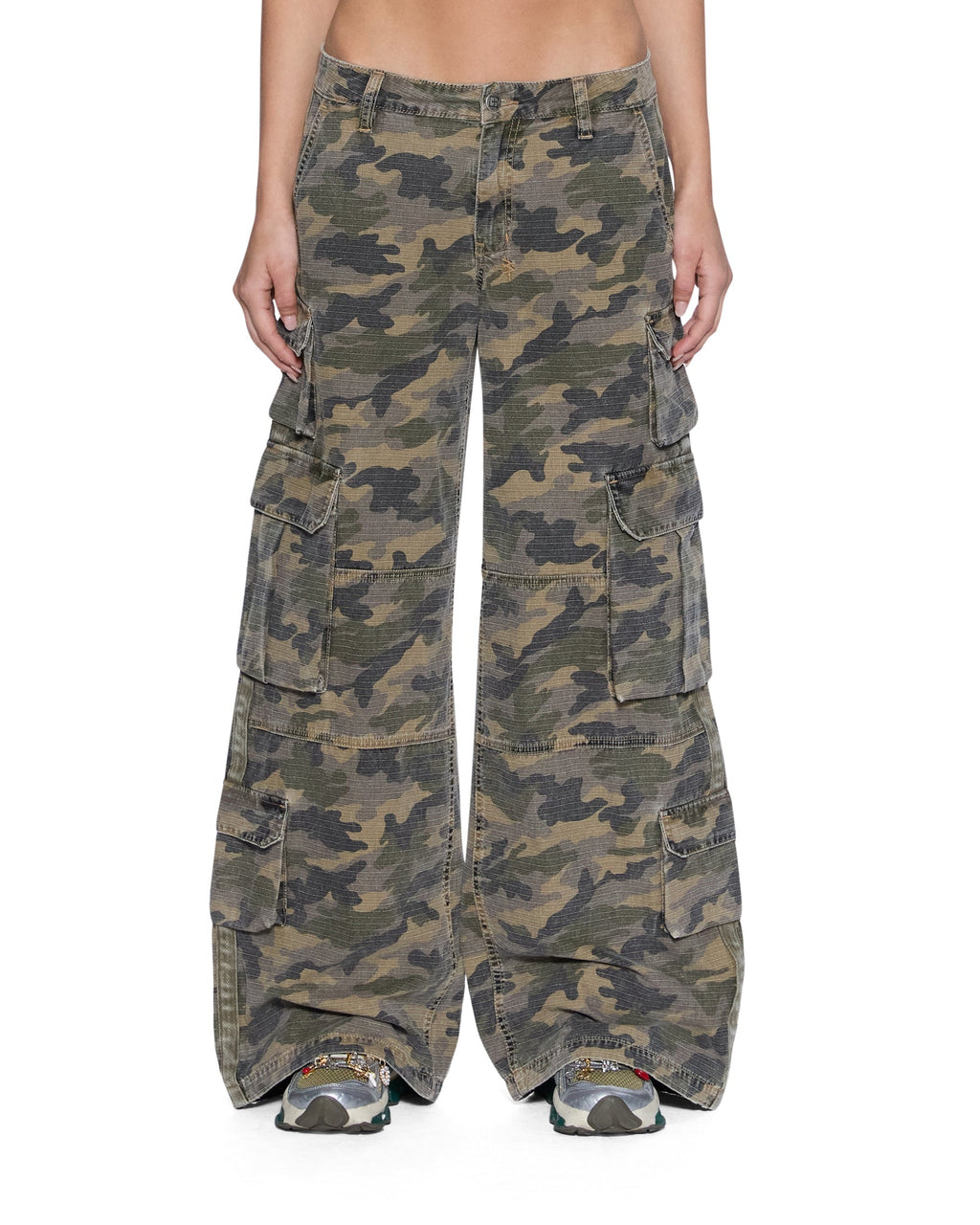 Womens Dropout Cargo Pant Camo Baggy Pants - Green