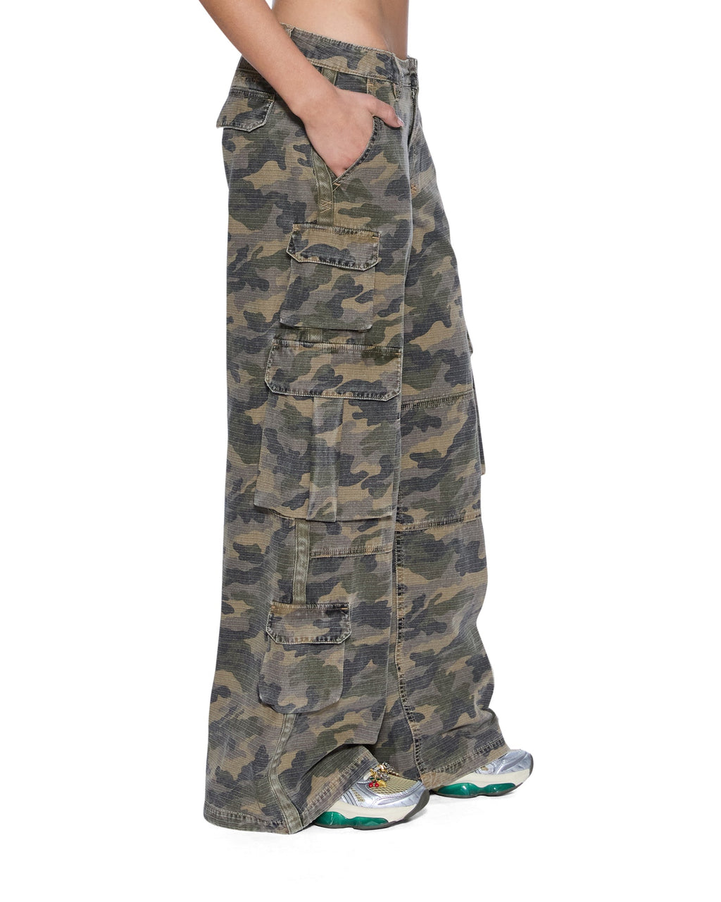 Womens Dropout Cargo Pant Camo Baggy Pants - Green