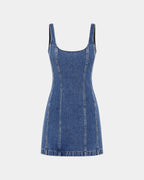 Womens Pinnie Dress Moody Fitted Dresses - Denim