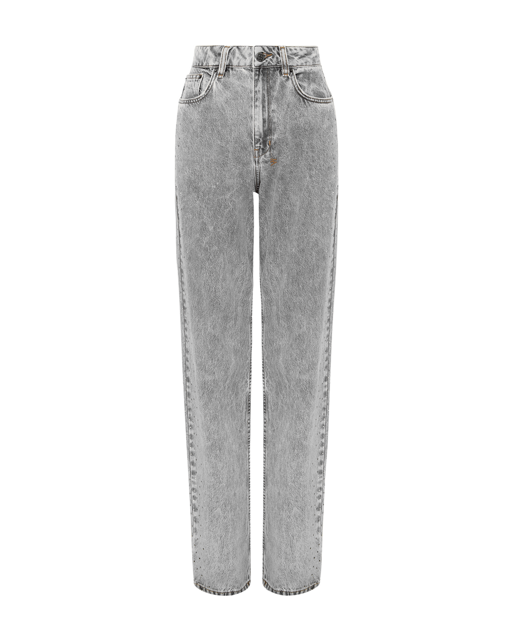 Womens Playback Dime Krystal Trashed Straight Denim Jeans - Grey