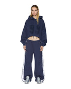 Womens Oh G Hoodie Cropped Ink Blue Regular Fleece - Navy