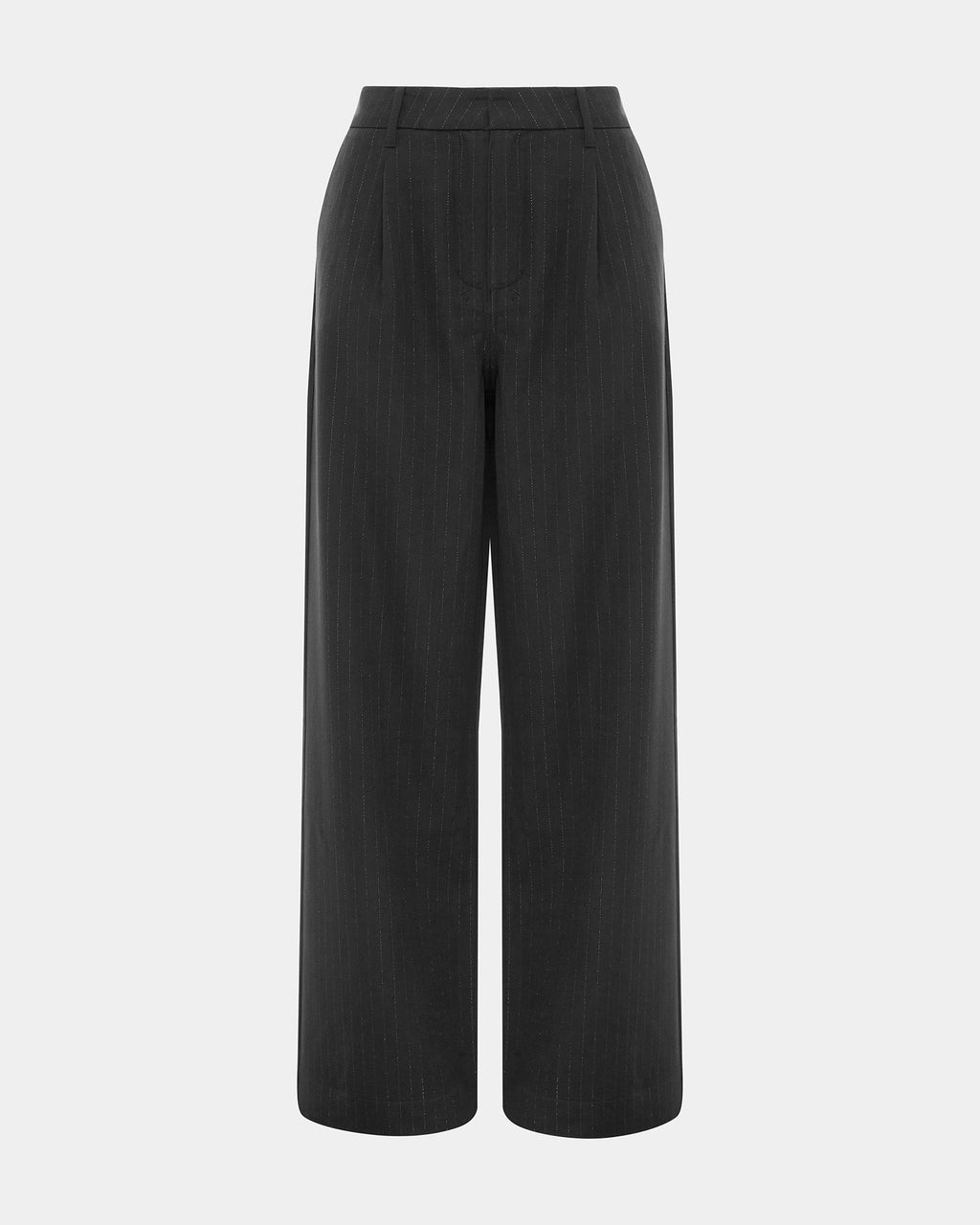 Womens Rebel Trouser Pinstripe Relaxed Straight Pants - Black