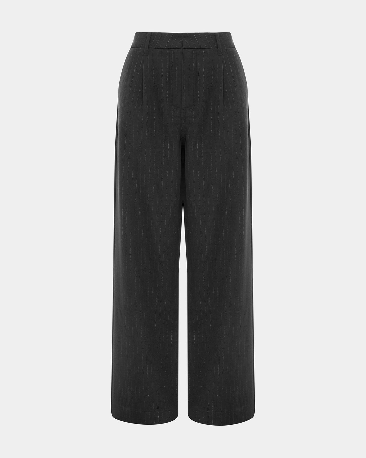 Womens Rebel Trouser Pinstripe Relaxed Straight Pants - Black