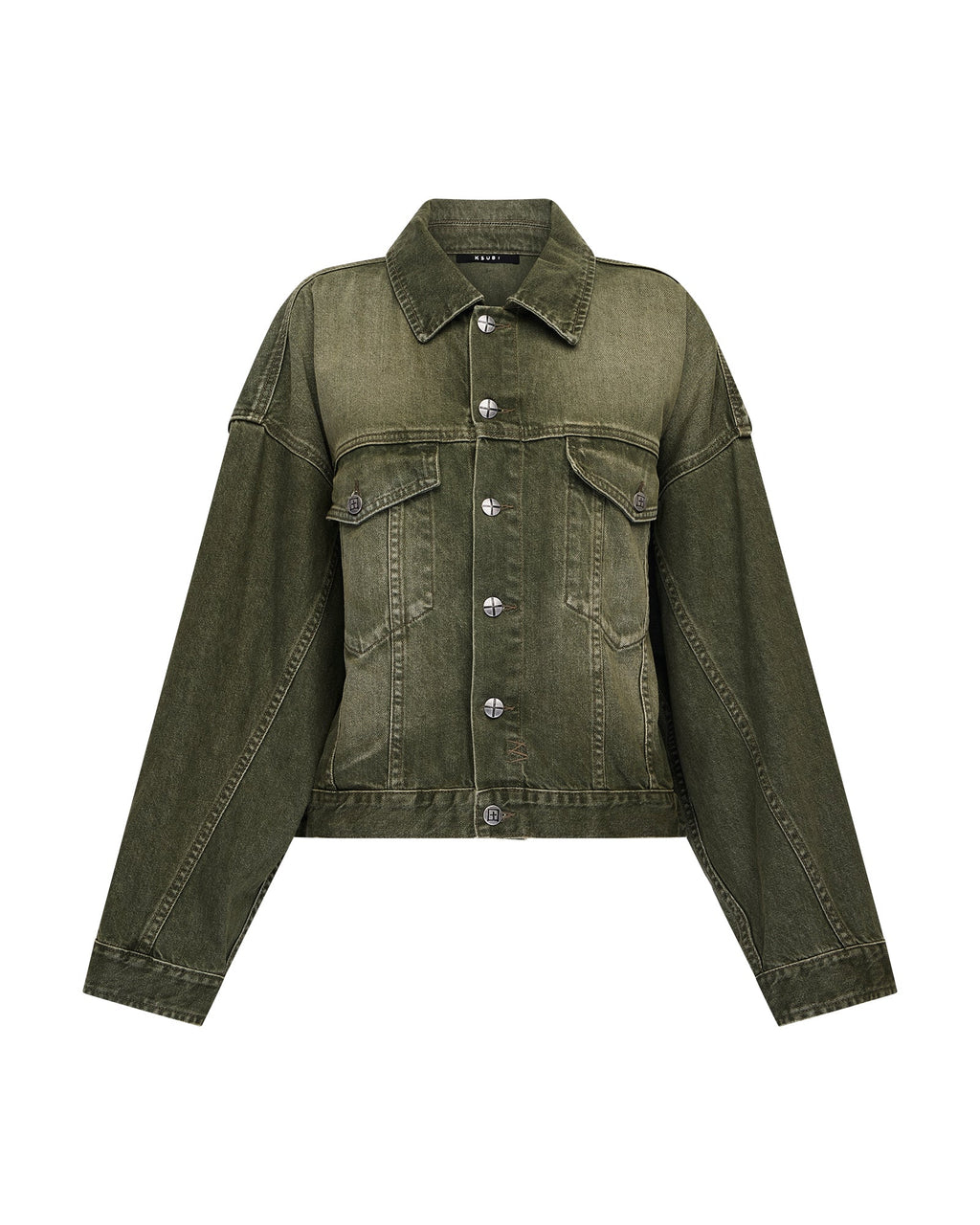 Womens Relax Trucker Jacket Militant Green Relaxed Jackets - Green