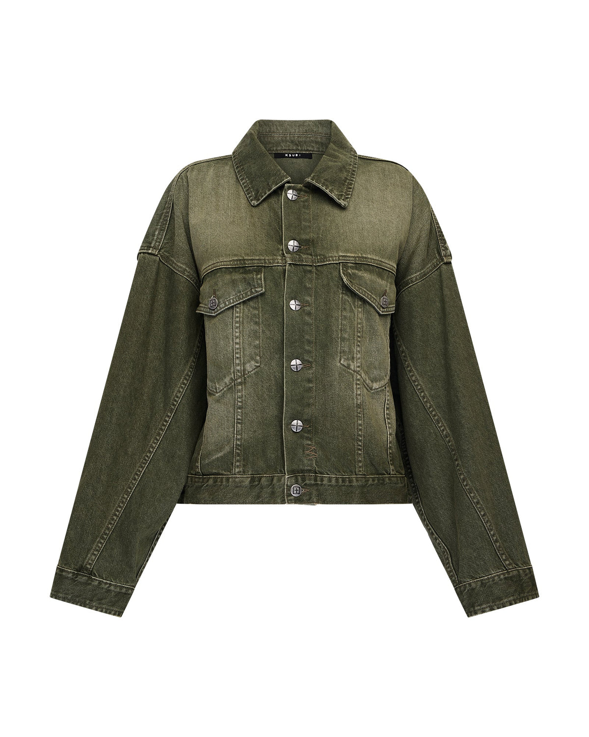 Womens Relax Trucker Jacket Militant Green Relaxed Jackets - Green