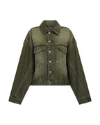 Womens Relax Trucker Jacket Militant Green Relaxed Jackets - Green