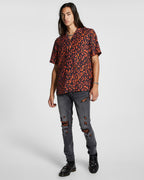 Mens Fire Resort Ss Shirt Orange Regular Shirts - Orange