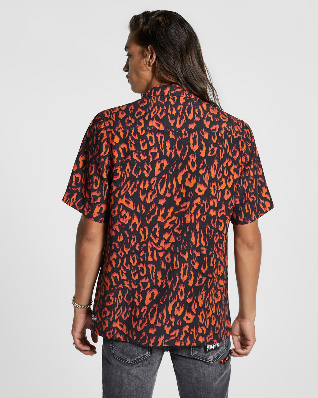 Mens Fire Resort Ss Shirt Orange Regular Shirts - Orange