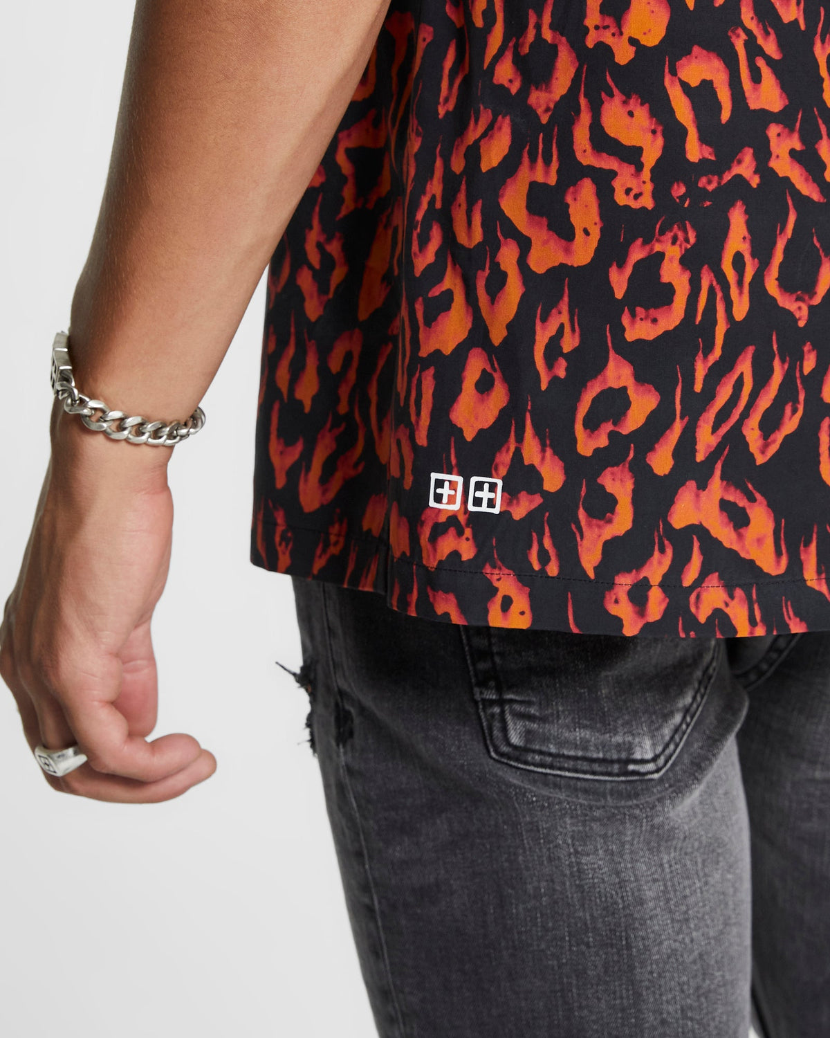 Mens Fire Resort Ss Shirt Orange Regular Shirts - Orange