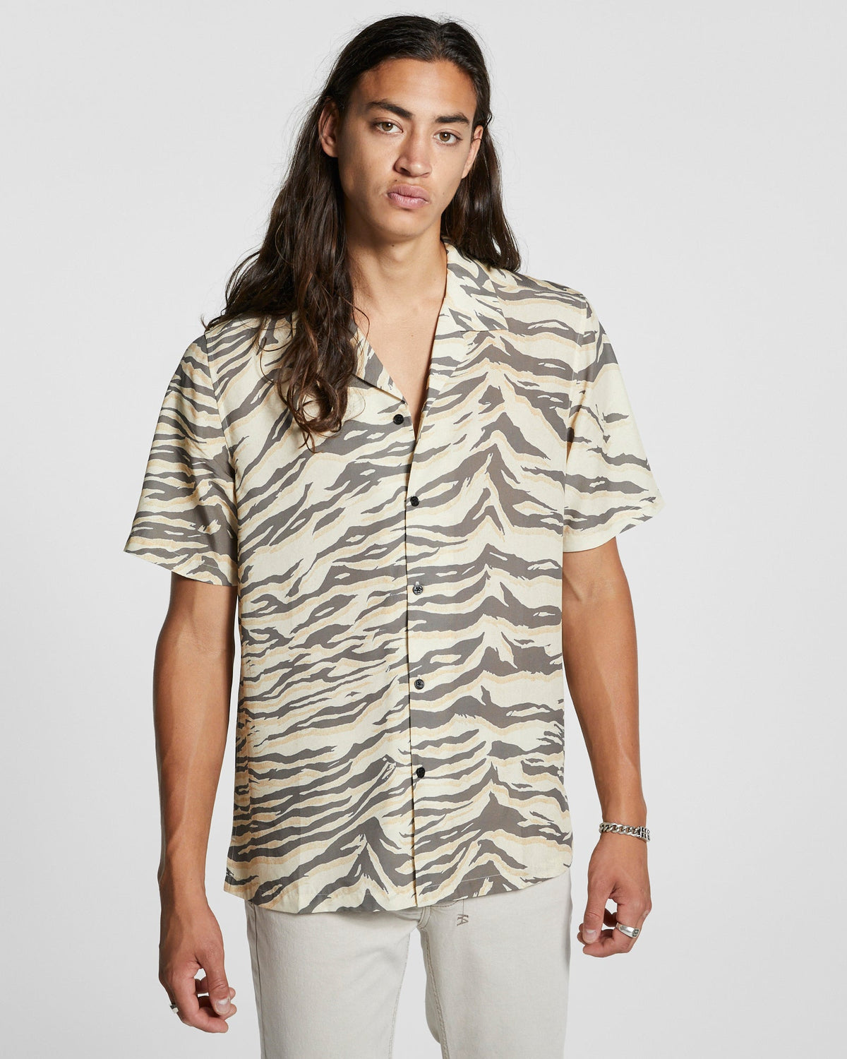 Mens Tigerrr Resort Ss Shirt Multi Regular Shirts - Multi Colour