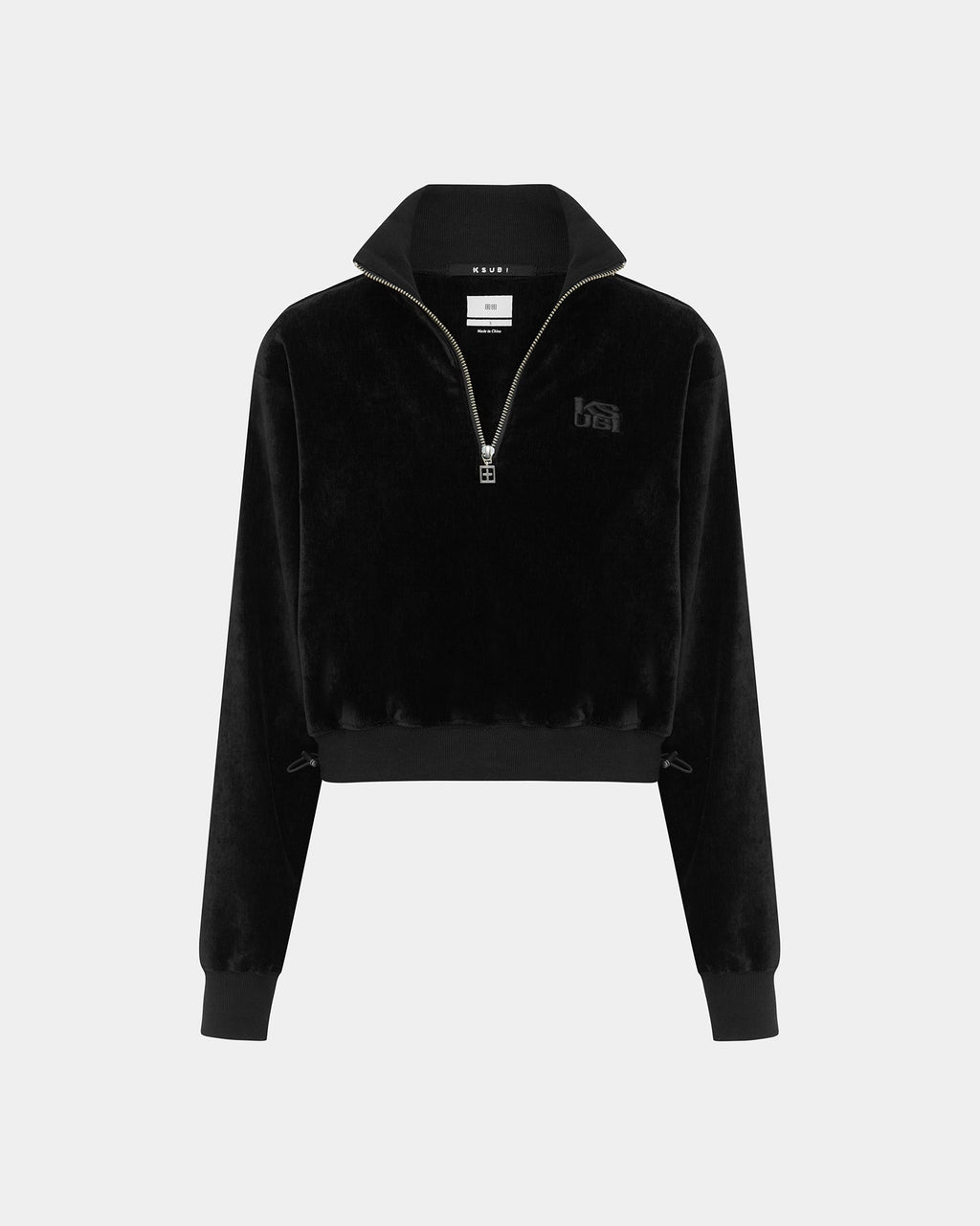 Womens Richie Half Zip Crop Black Boxy Fleece - Black