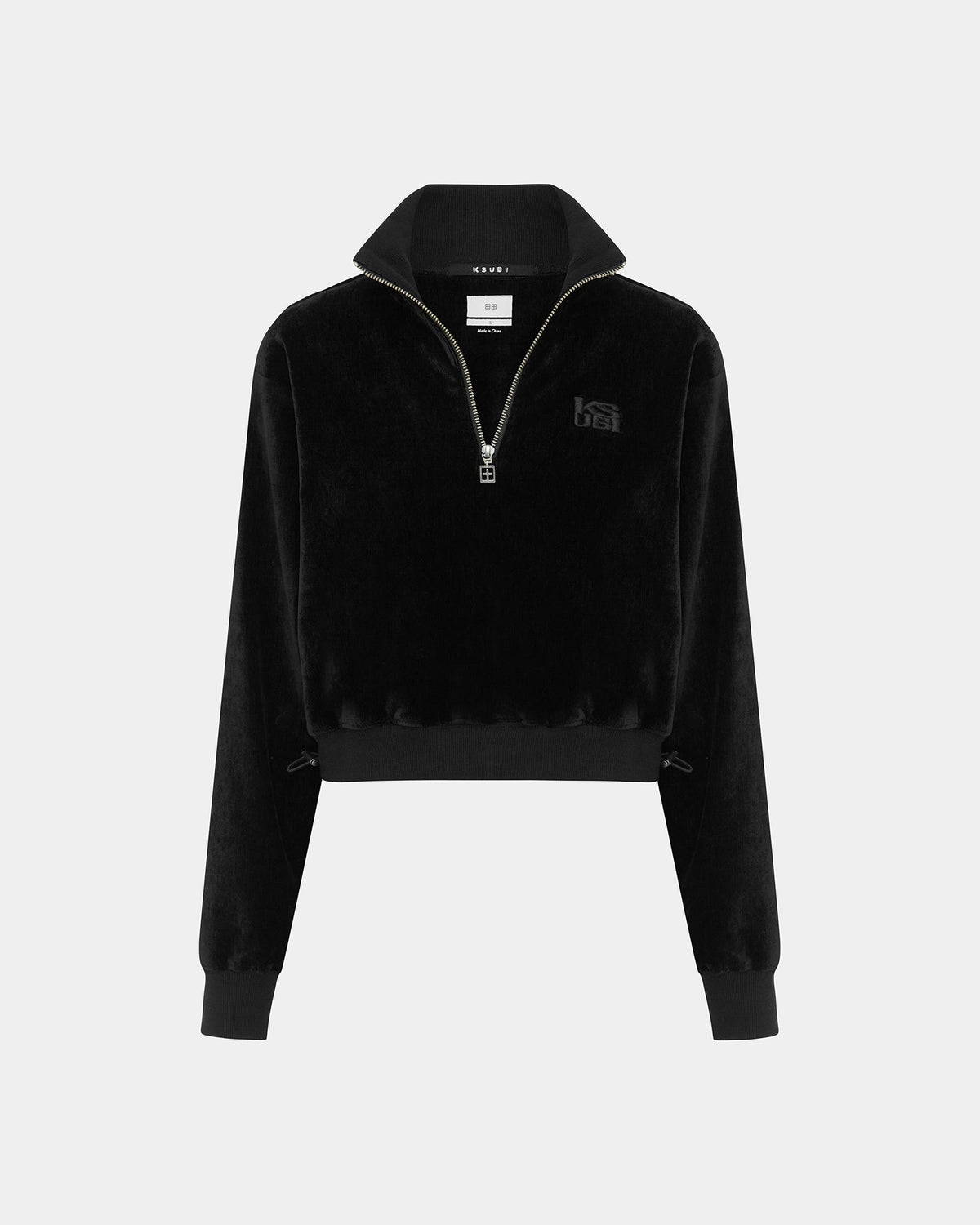 Womens Richie Half Zip Crop Black Boxy Fleece - Black