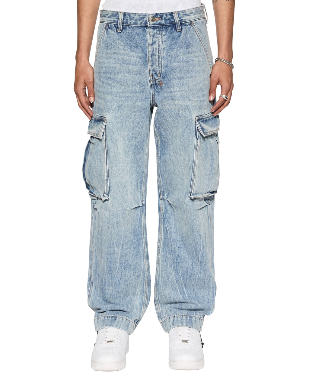 Mens Riot Cargo Pant Rekon Relaxed Pants - Denim