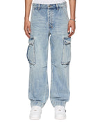 Mens Riot Cargo Pant Rekon Relaxed Pants - Denim