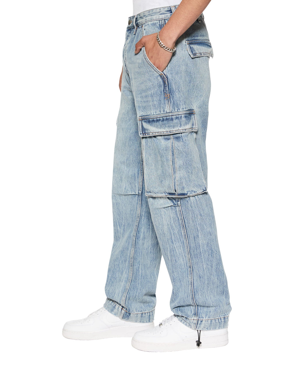 Mens Riot Cargo Pant Rekon Relaxed Pants - Denim