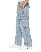 Mens Riot Cargo Pant Rekon Relaxed Pants - Denim