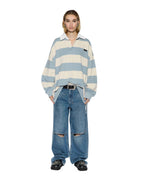 Womens Low Rider Texas Blue Studded Relaxed Denim Jeans - Denim