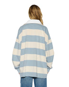 Womens Rugged Rugby Jersey Blue Steel Bone Relaxed Tees - Grey