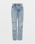 Womens Brooklyn Jean Karma Trashed Straight Denim Jeans - Denim