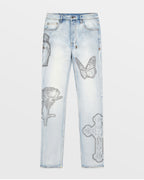 Mens Chitch Kut Out Nimbus Slim Denim Jeans - Denim