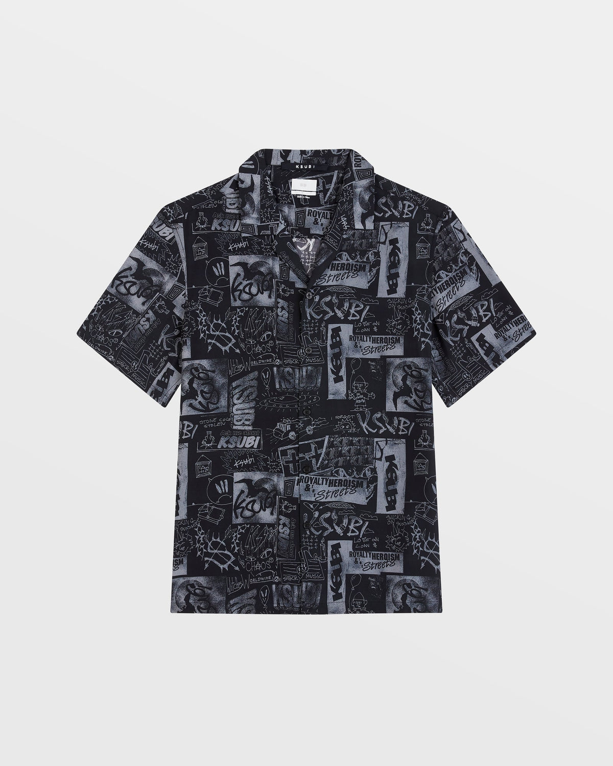 Mens Mash Up Resort Shirt Black Regular Shirts - Black