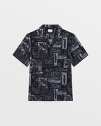 Mens Mash Up Resort Shirt Black Regular Shirts - Black