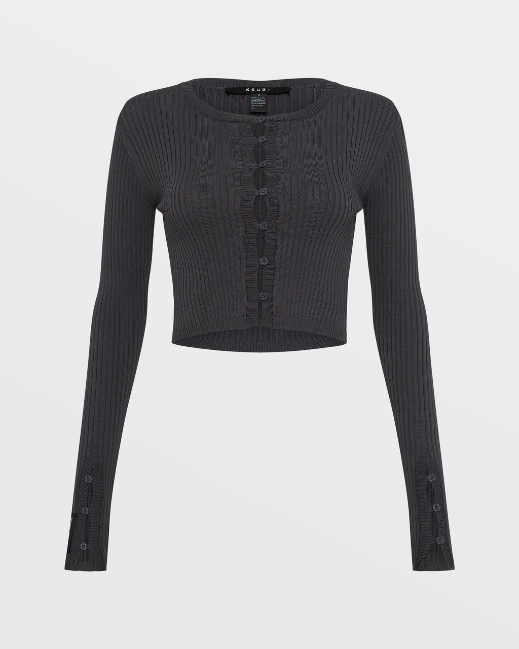 Womens Transcend Cardi Silver Fitted Fashion Tops - Grey