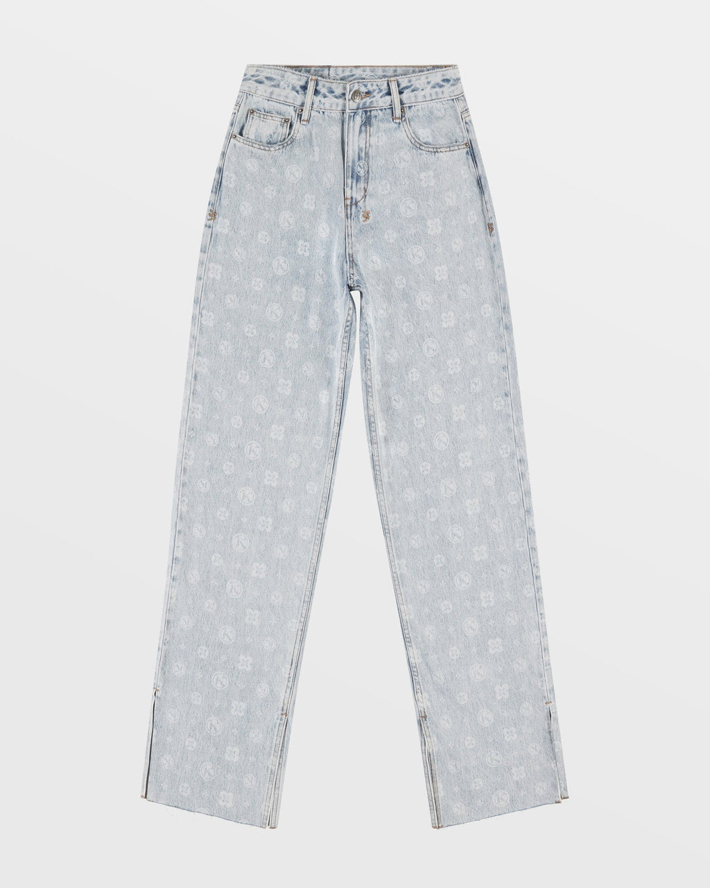 Womens Low Rider Monogram Splits Relaxed Denim Jeans - Denim