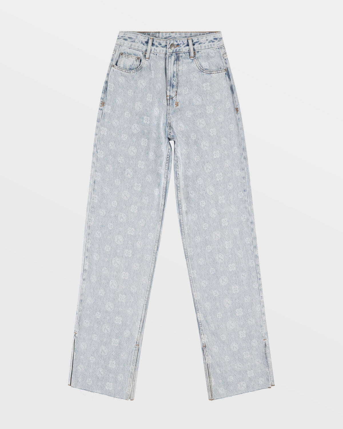 Womens Low Rider Monogram Splits Relaxed Denim Jeans - Denim