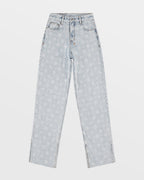 Womens Low Rider Monogram Splits Relaxed Denim Jeans - Denim