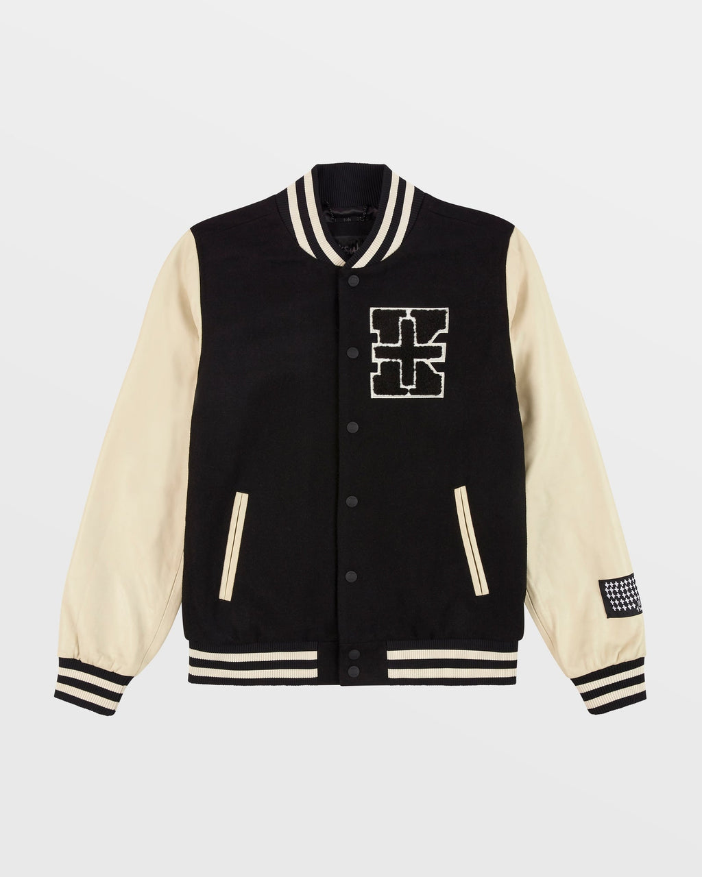 Mens King Patch Letterman Black Regular Jackets - Black