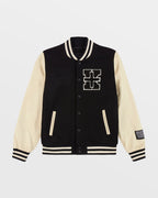 Mens King Patch Letterman Black Regular Jackets - Black