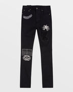 Mens Chitch K Patch Ace Black Slim Denim Jeans - Black