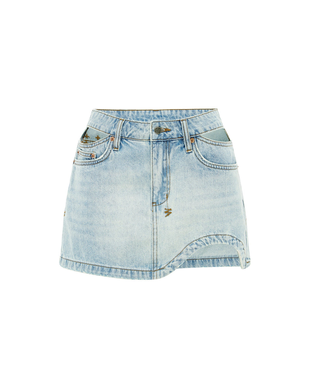 Womens Saddle Low Rider Mini Paragon Slim Skirts - Denim
