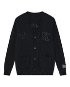 Mens Salud Cardigan Jet Black Regular Knitwear - Black