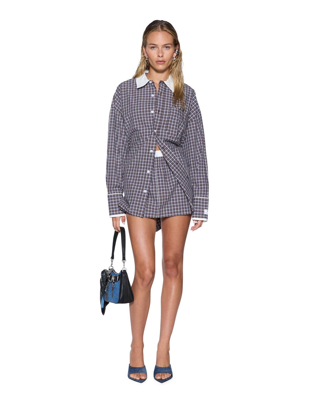 Womens Astra Ls Shirt White Plaid Oversized Shirts - Multi Colour