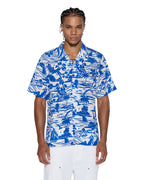 Mens Lagoon Ss Resort Shirt Blue Regular Shirts - Blue