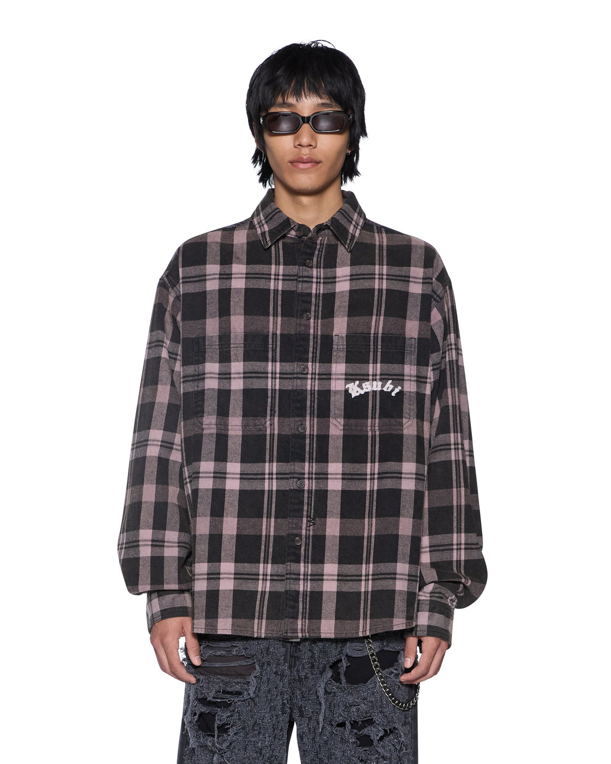 Mens Vulture Flannel Ls Shirt Plum Regular Shirts - Multi Colour