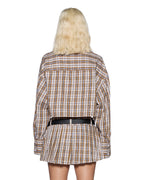 Womens Balter Shirt Tan Plaid Cropped Shirts - Tan