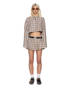 Womens Balter Shirt Tan Plaid Cropped Shirts - Tan