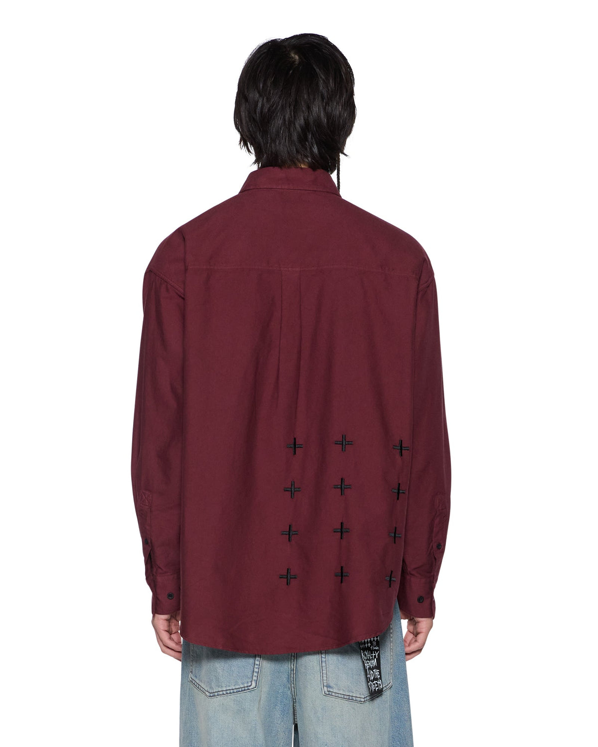 Mens Anti Ls Shirt Ox Regular Shirts - Burgundy