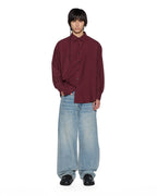 Mens Anti Ls Shirt Ox Regular Shirts - Burgundy