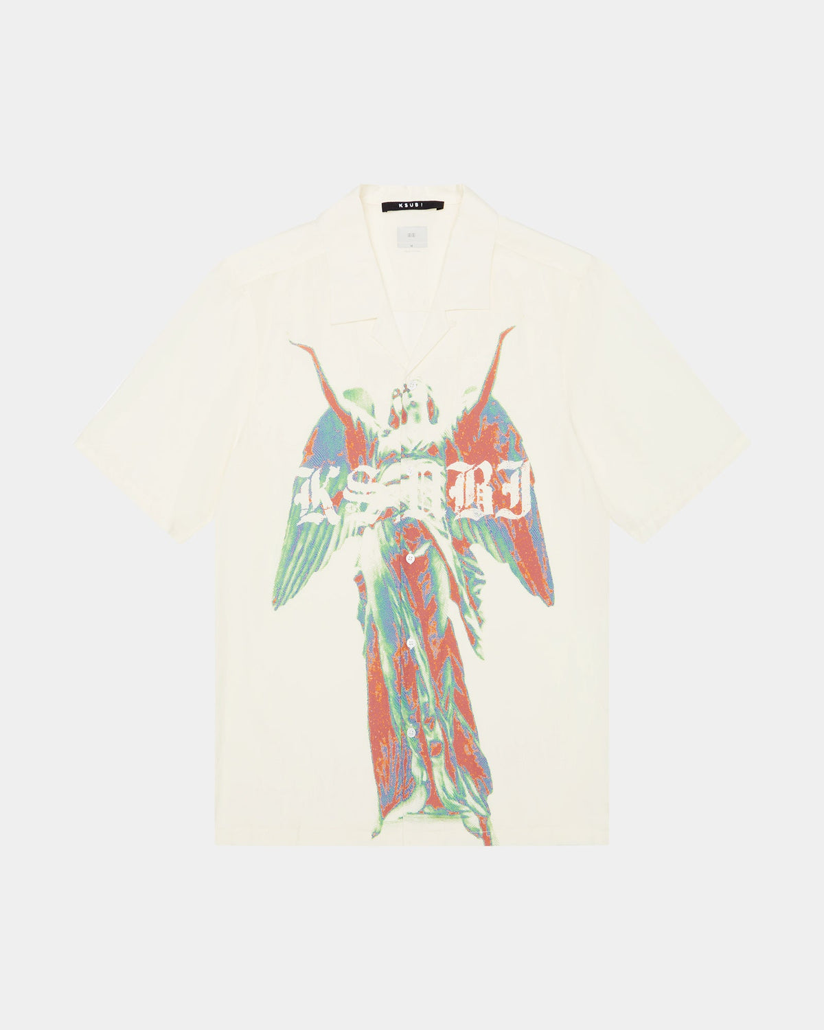 Mens Angelik Resort Ss Shirt White Regular Shirts - White