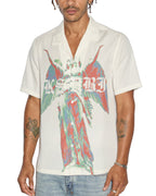 Mens Angelik Resort Ss Shirt White Regular Shirts - White