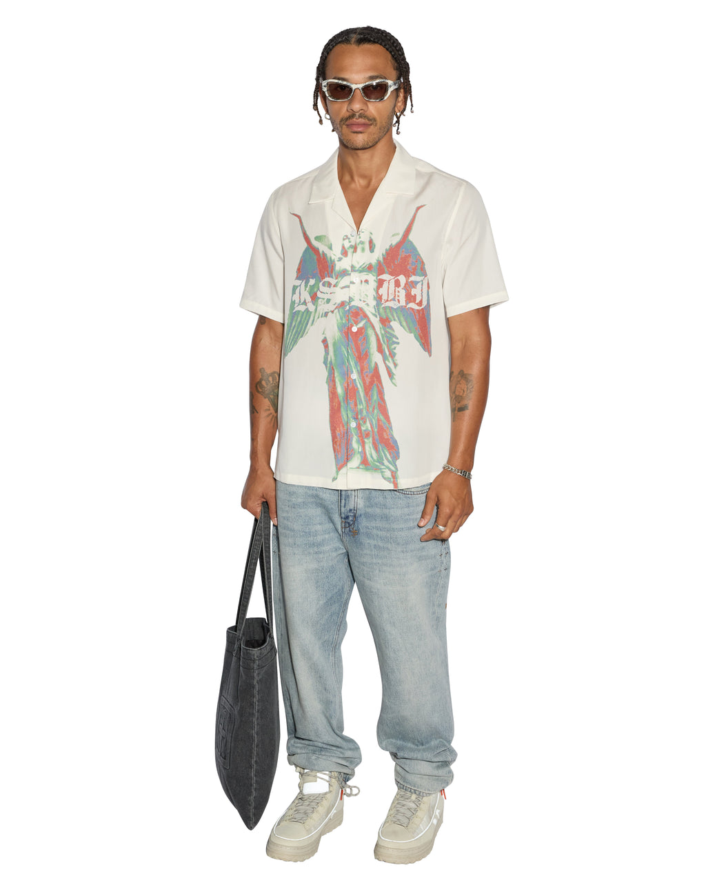 Mens Angelik Resort Ss Shirt White Regular Shirts - White